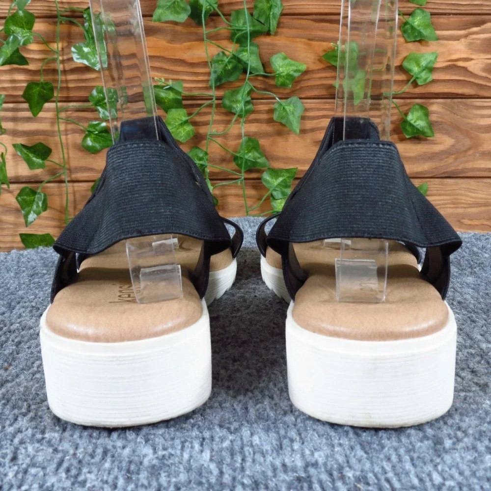 Kensie Everlee Women Wedge Sandals Sz 6.5 Casual‎ Comfort Platform Black Elastic